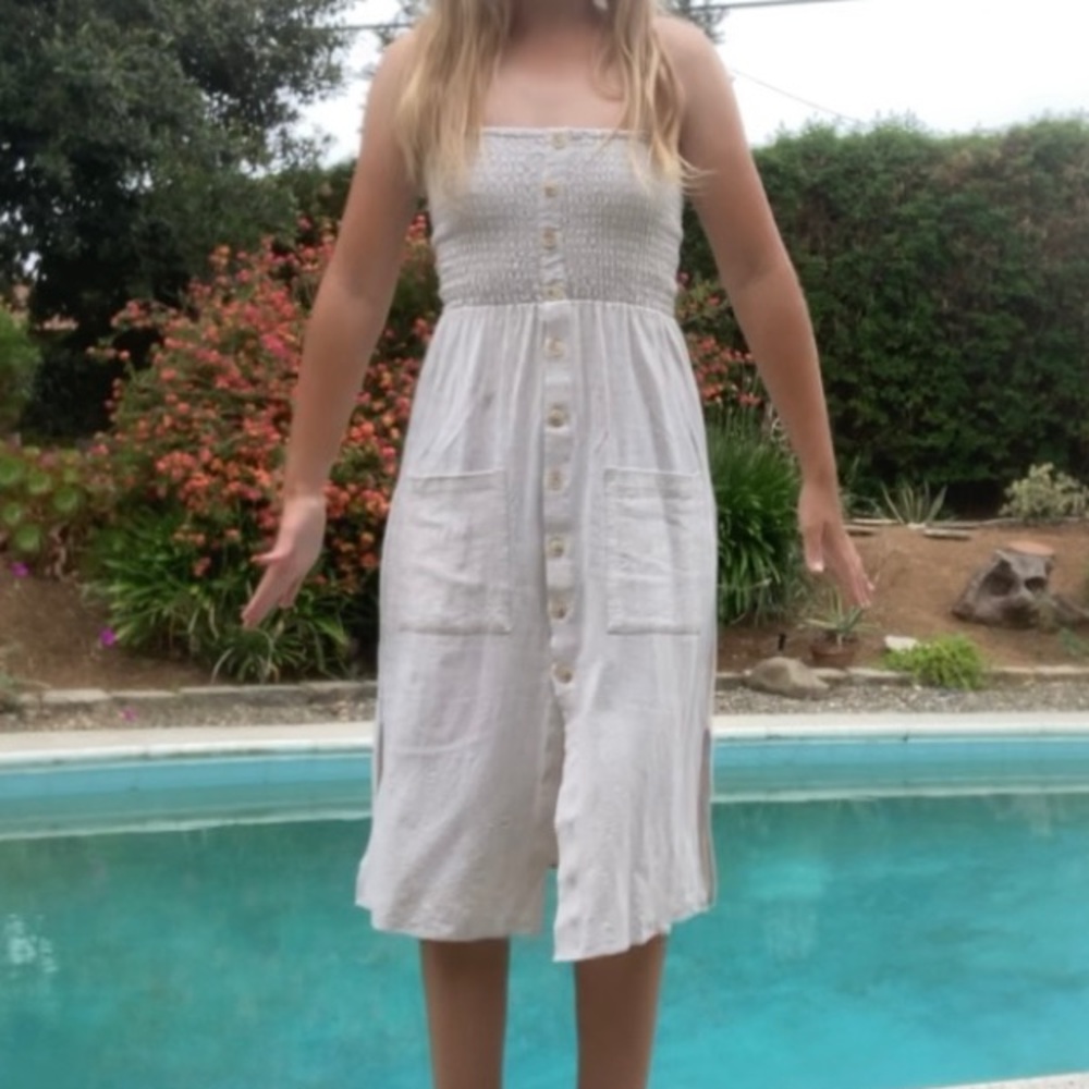 Beige knee-length dress!